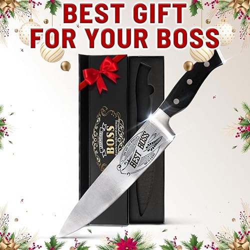 Miniatura 3 de Best Boss - Cuchillo de chef de alta calidad para regalo de cumpleaños, cuchillo de cocina de acero al carbono de 8 pulgadas con mango de madera de
