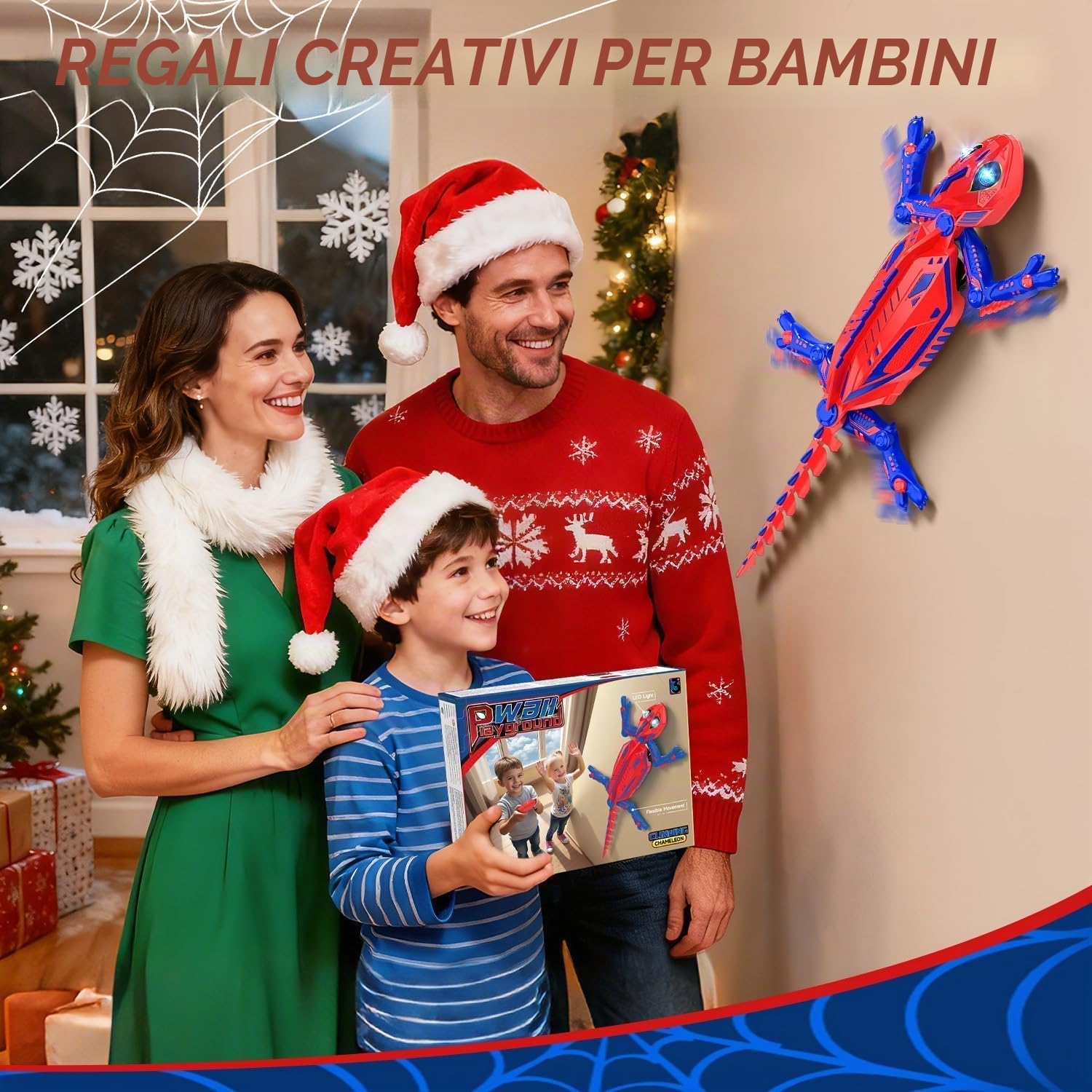 Mieryd Geco Telecomandato, Lucertola Telecomandata muro con occhi LED, Spider RC Robot Giocattolo Bambini, Interattivo Gioco lucertola si arrampica sui muri, Regalo Compleanno Giochi Bambino 3-8 Anni