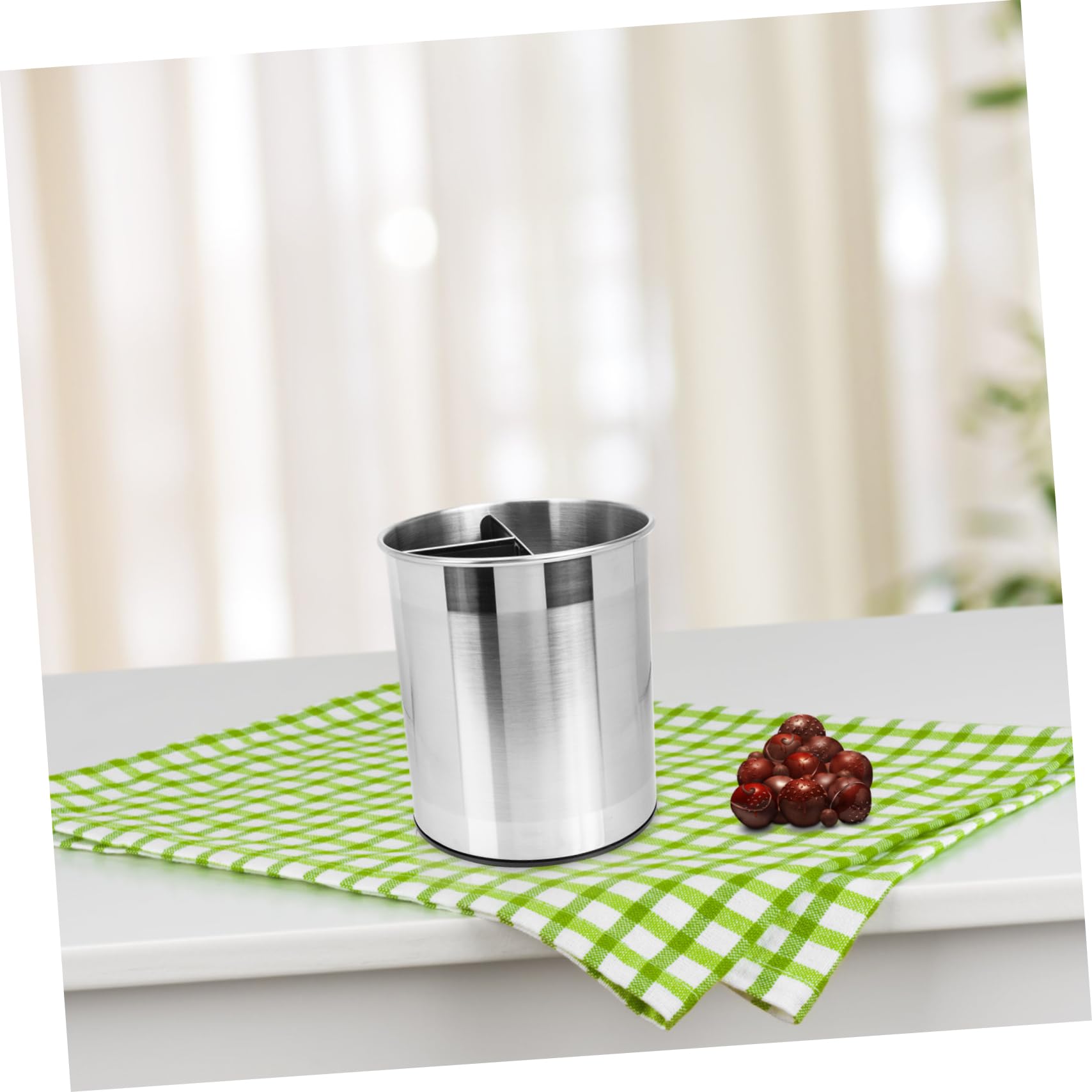 DOITOOL Support D'ustensiles de Cuisine en Acier Inoxydable Organisateur de Spatule Rotatif Seau de Rangement Multi-grilles