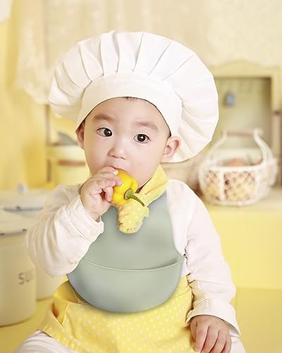 Miniatura 7 de DF DUALFERV 4 baberos de silicona para bebés para niñas y niños, babero impermeable y ajustable para niños pequeños