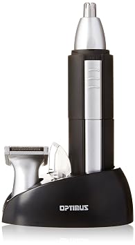 Optimus 50003 Personal Grooming System With Rotary Blades and Trimmer Head Attachment, Black/silver