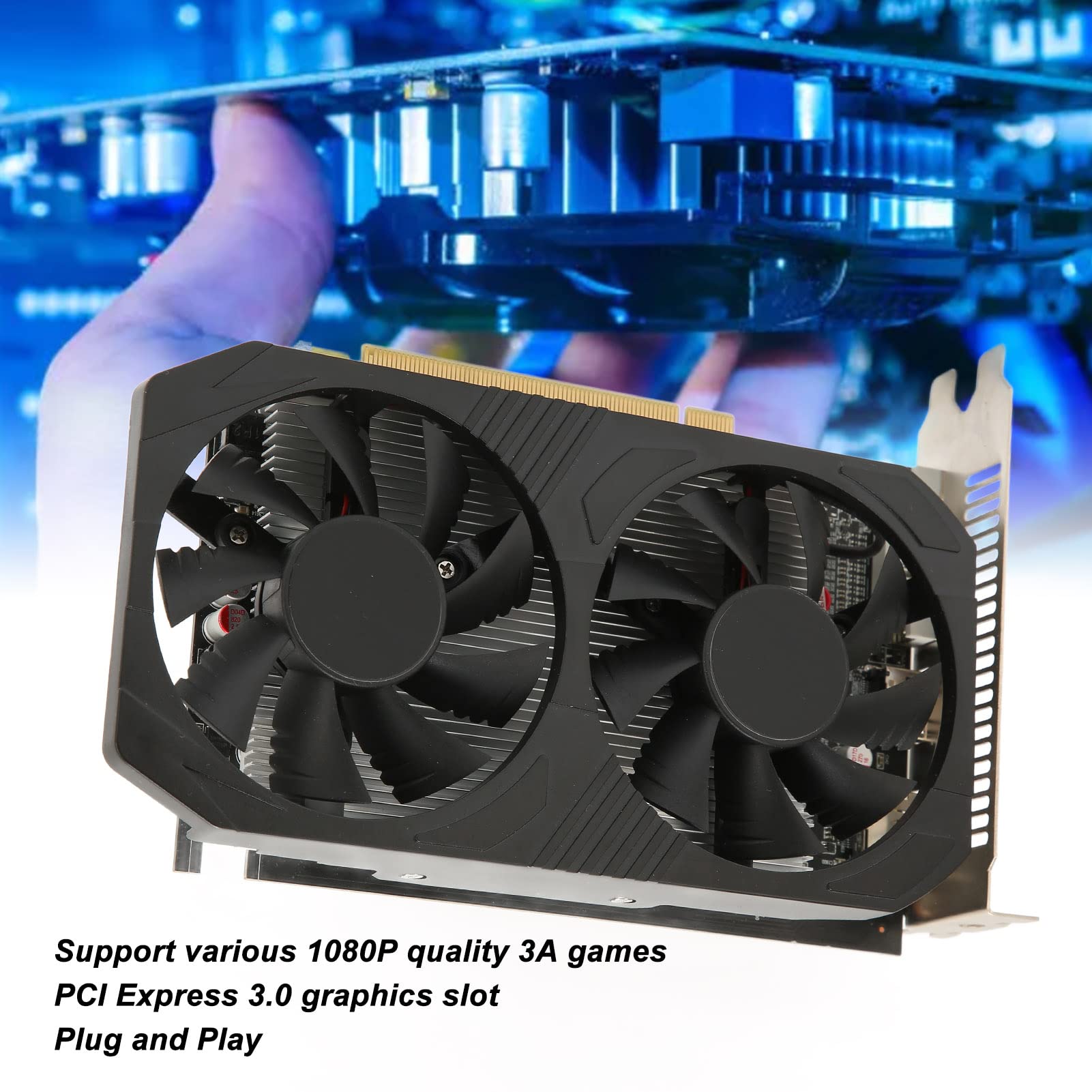 Dpofirs Scheda Grafica 560 4GB GDDR5 128 Bit, Dual Fan, PCIe 3.0, Uscita 4K@60Hz, Per Gaming E Editing