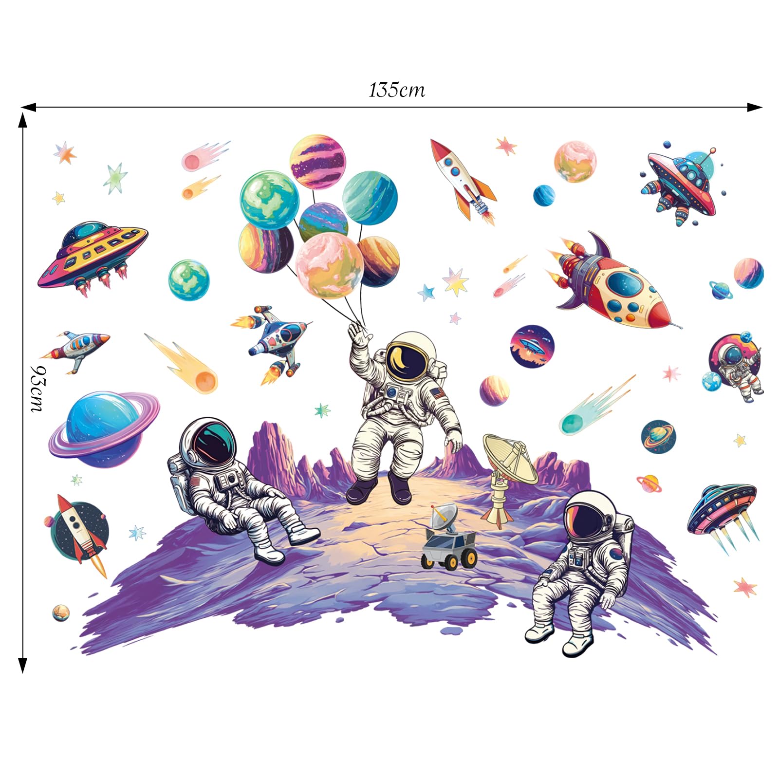 SHUCHING Astronauts Wall Stickers for Kids Removable Vinyl Space Wall Decals Decoration for Boys Bedroom Nursery Playroom - Image 4