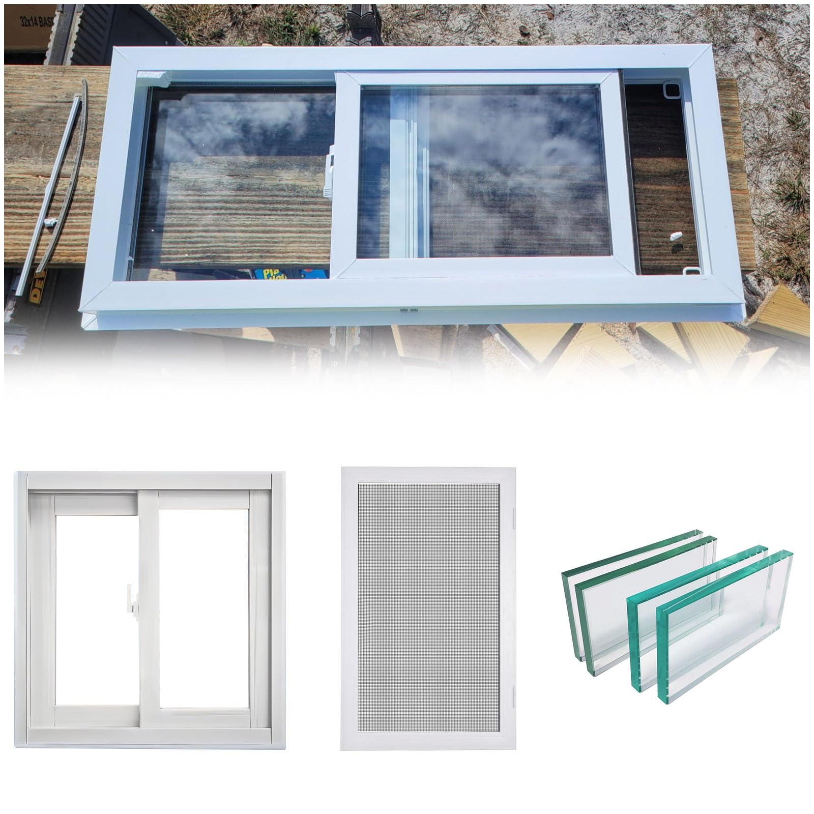 Aluminium-Schiebetür, 55,9 cm - 101,6 cm, für Badezimmer/Küche/Lager, stilvoll (B x H 31 x 20/79 x 51 cm) – perfekt für platzsparende Lösungen