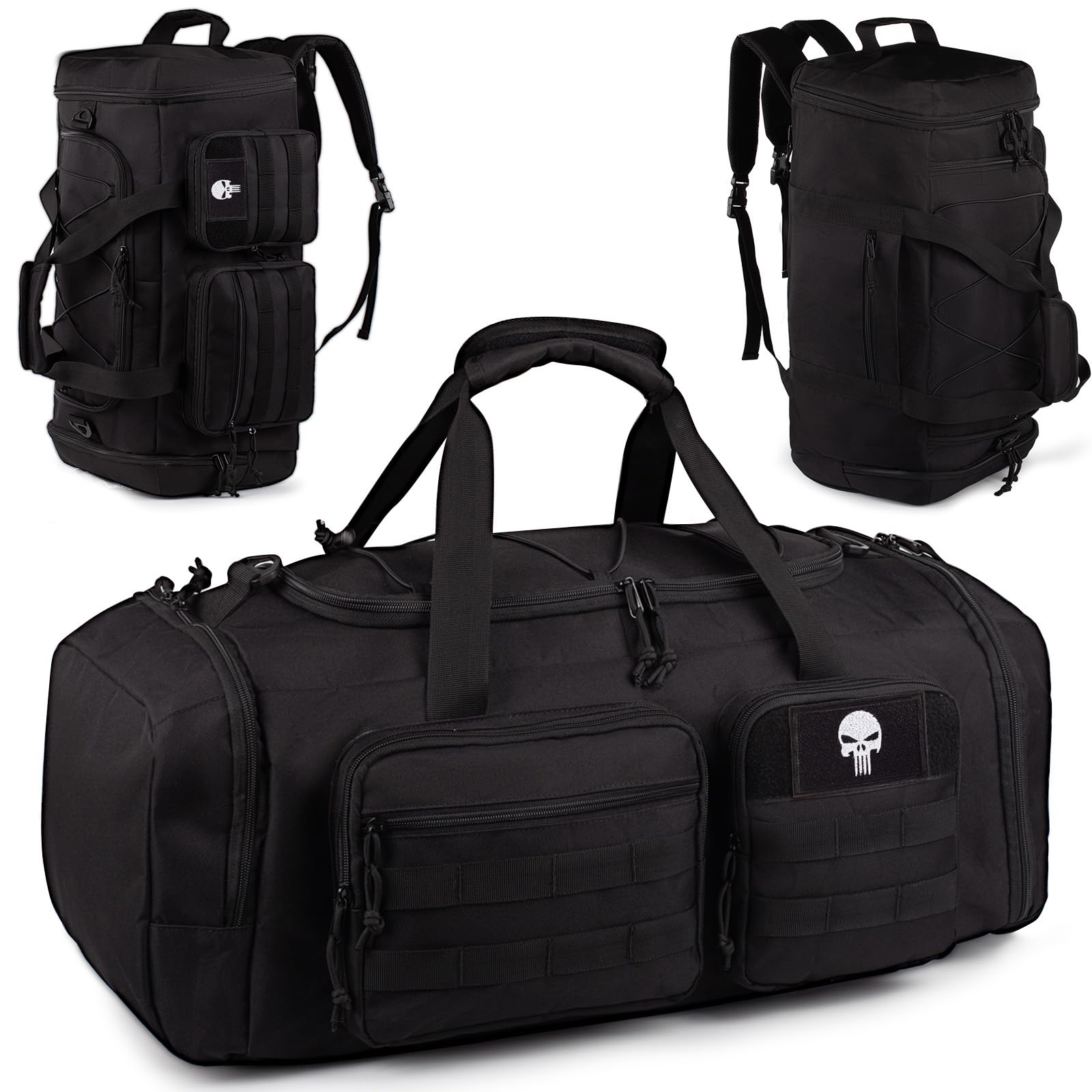 Borsa Palestra Tattica 3 in 1 da 50L per Uomo e Donna – Zaino da Viaggio Impermeabile con Scomparto Scarpe e Tasca Umida – Borsone Sportivo Weekend, Viaggio, Notte