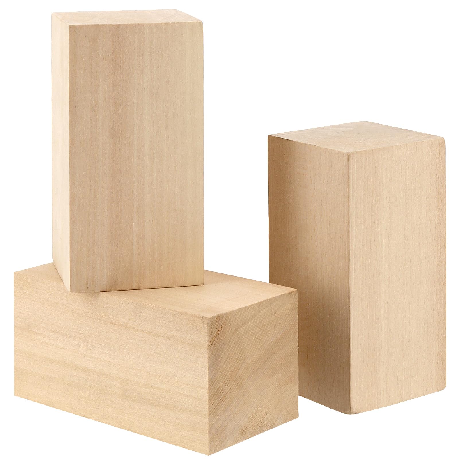 MUKCHAP 8 bloques grandes de madera de tilo de 6 x 3 x 3 pulgadas, bloques de tallado de madera, bloques de madera sin terminar para manualidades, proyectos de bricolaje