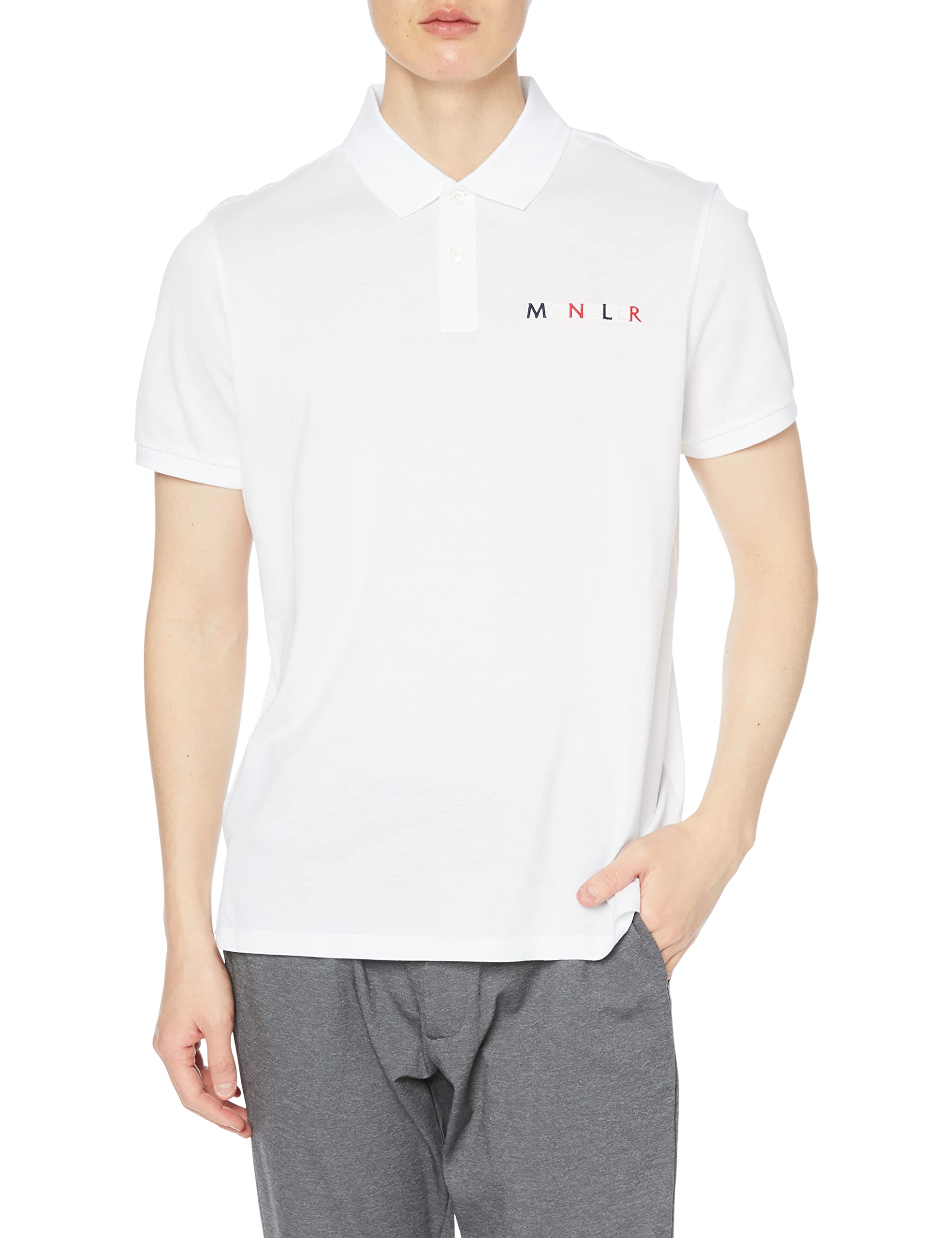 MONCLER Moncler ホワイト コットン ポロシャツ