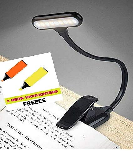 SHOPOPOYE Reading Light for Book - Study Table Night Reading Lamp for Bed Side Rechargeable USB LED Clip on with 3 Modes, ABS Plastic with 1.8W for Laptop,Stand -(1 Yr Warranty)(Black)
