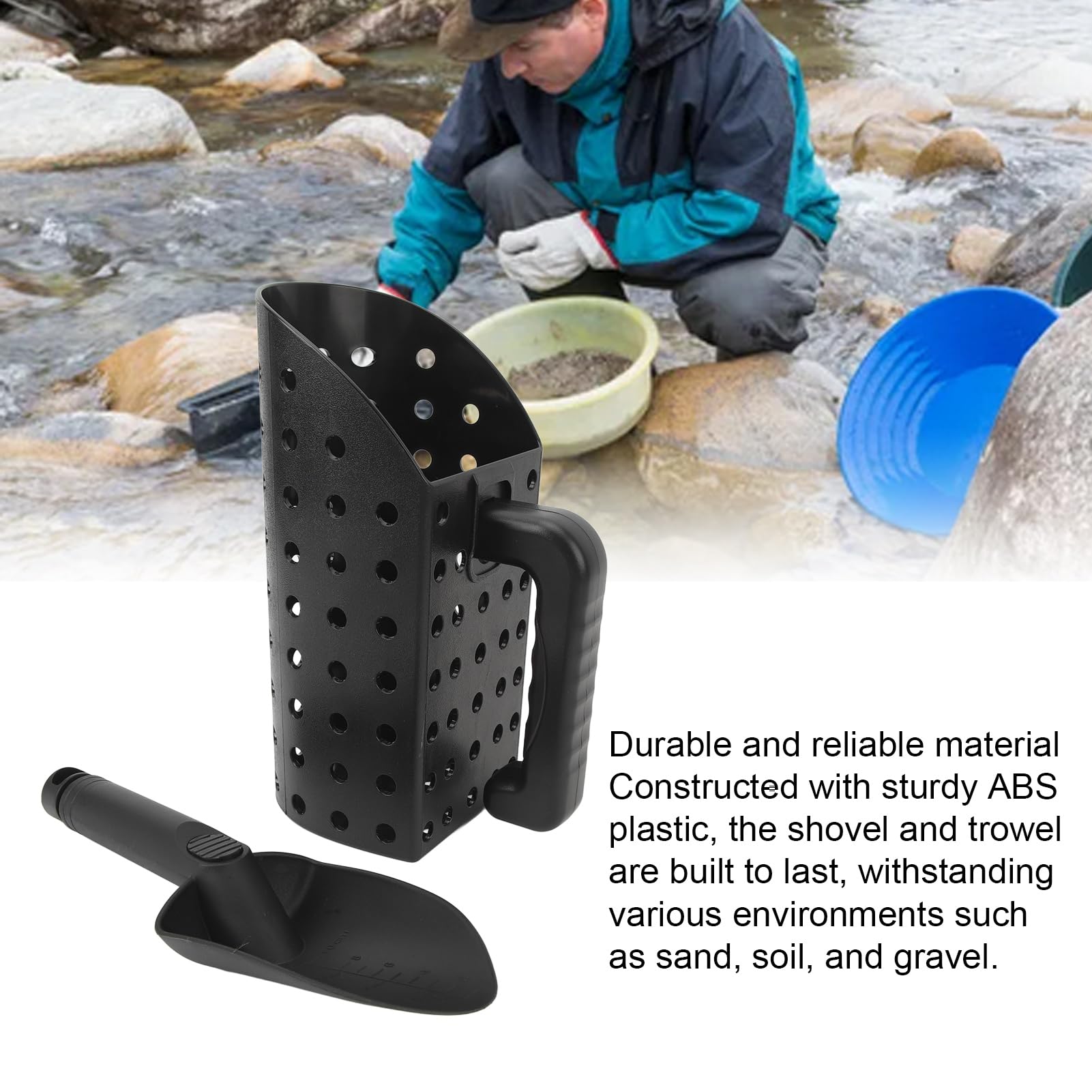 Pelle Et Tamis De Détection De Métaux - ABS Résistant - Capacité 1,2 Gallon (1,9L) - Léger Et Portable - Pour Plage, Chasse Au Trésor - 2
