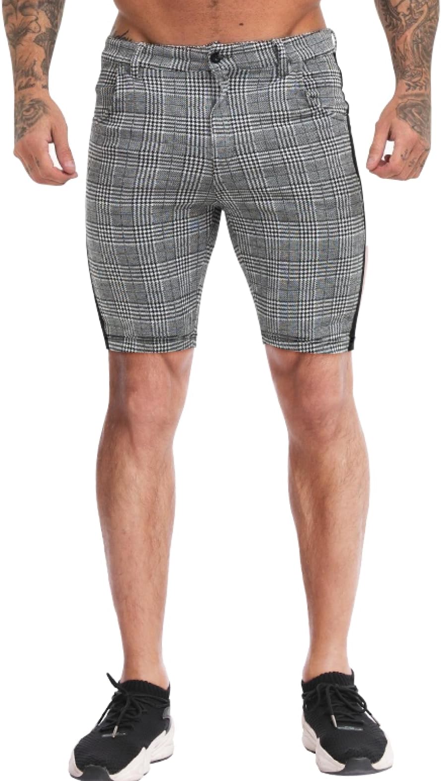 AolesyMen's Plaid Shorts 9" Slim Fit Stretch Chino Shorts Skinny Casual Dress Summer Shorts