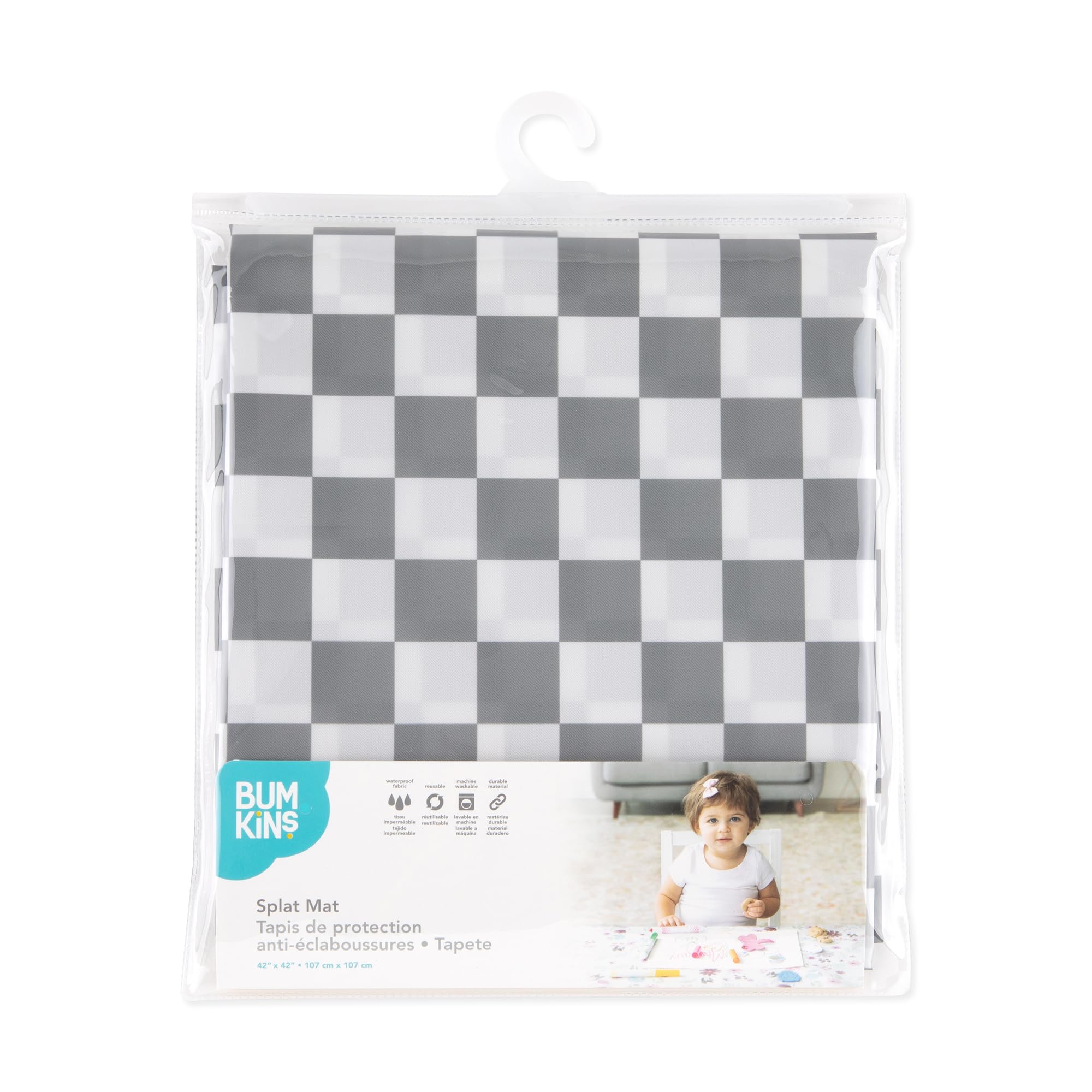 Bumkins Tapis anti-éclaboussures pour bébé sous chaise haute, tapis de désordre pour bébés et tout-petits, tissu imperméable réutilisable pour arts et artisanat, temps de jeu pour enfants, sols ou