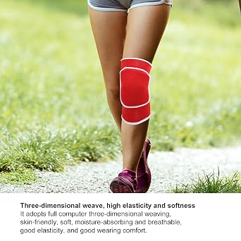 1 Pair Protective Knee Pads,Thicken Sponge Brace Knee Guards,Knee Pads for Dance Yoga Multi Sports (Red)