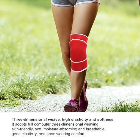 1 Pair Protective Knee Pads,Thicken Sponge Brace Knee Guards,Knee Pads for Dance Yoga Multi Sports (Red)