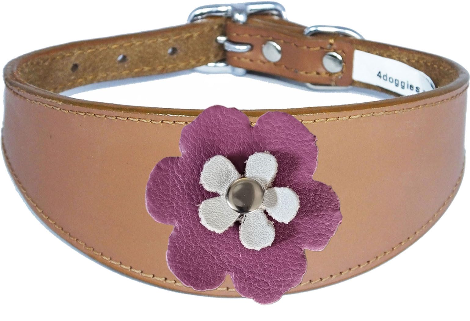 Flower Design Sighthound Leather Collar with Padded Backing for Whippet and Greyhound 2-7
