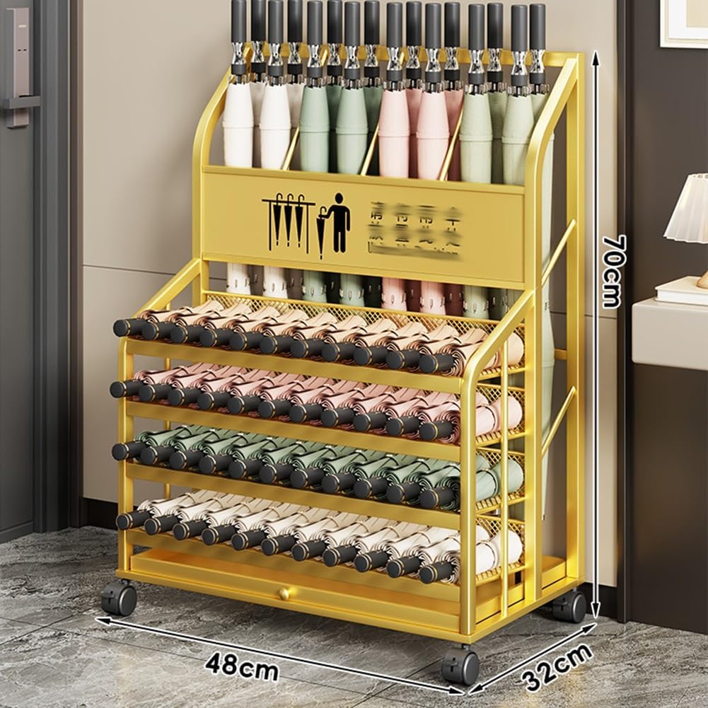 Modern Umbrella Stand Holder with Drip TrayRolling Umbrella Rack for Indoor Used Design for Apartments & Hotels