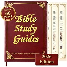 66-Page Guided Bible Study Journal & Devotional Workbook - Christian Prayer Notebook with Scripture Summaries and Daily Reflection Pages, PU Leather Cover, Beginner-Friendly Spiritual Growth Guide, Brown