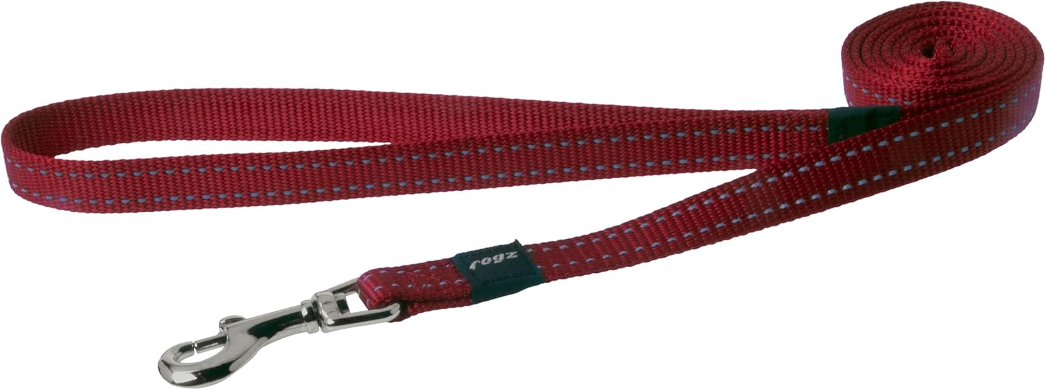 Reflective Dog Leash for Medium Dogs 5/8" wide, 6' long, Red, 5/8" Medium
