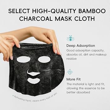 Deep Charcoal Purifying Black Mask 3Pcs, Deep Adsorption, Gentle Cleansing, Oil Control, Hydrating & Pore Care, Elasticity Improvement, Facial Treatments & Masks for a Dewy Complexion (3)