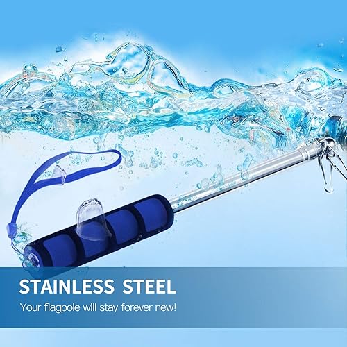 Vista 17 de ANLEY - Mástiles de mano telescópicos rojos de 5 pies, bastón portátil con clips, acero inoxidable ligero extensible con agarre antideslizante, asta