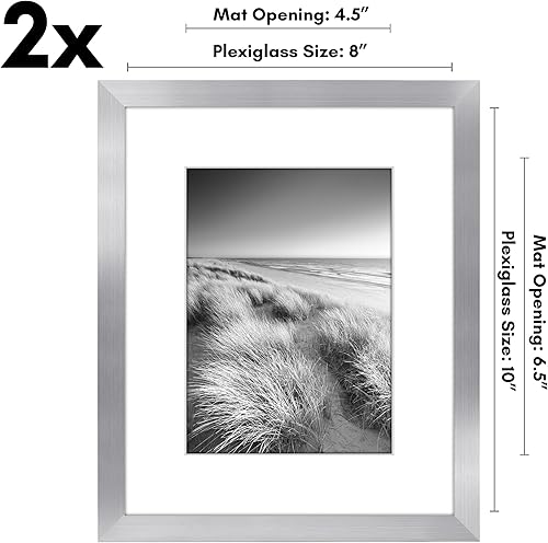 Vista 701 de Americanflat Portarretratos de 8 x 12 pulgadas con plexiglás pulido, juego de 2 portarretratos de 6 x 8 pulgadas con paspartú o para fotos de 8 x 12