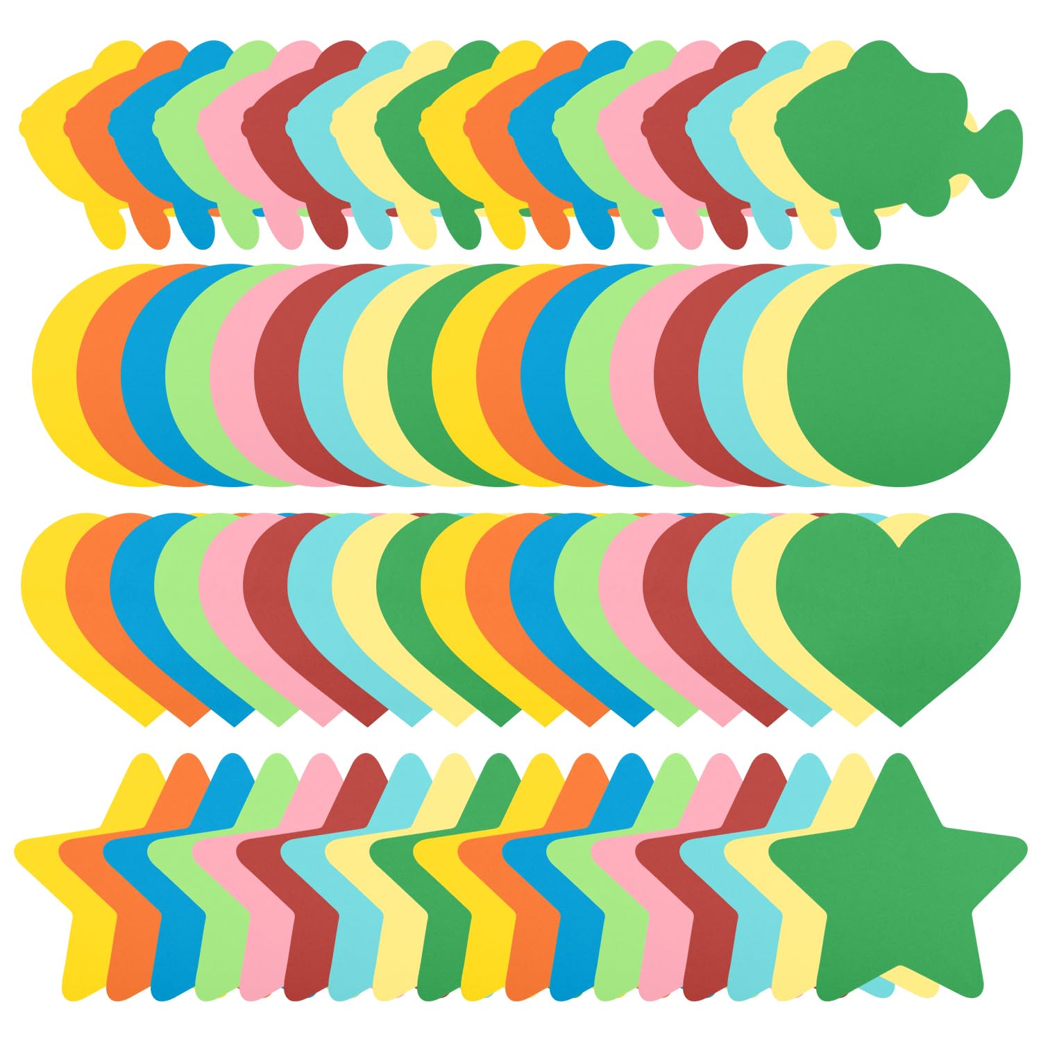 72pcs Bulletin Board Paper Cutouts, Colored Star Cut Out Paper Heart ...