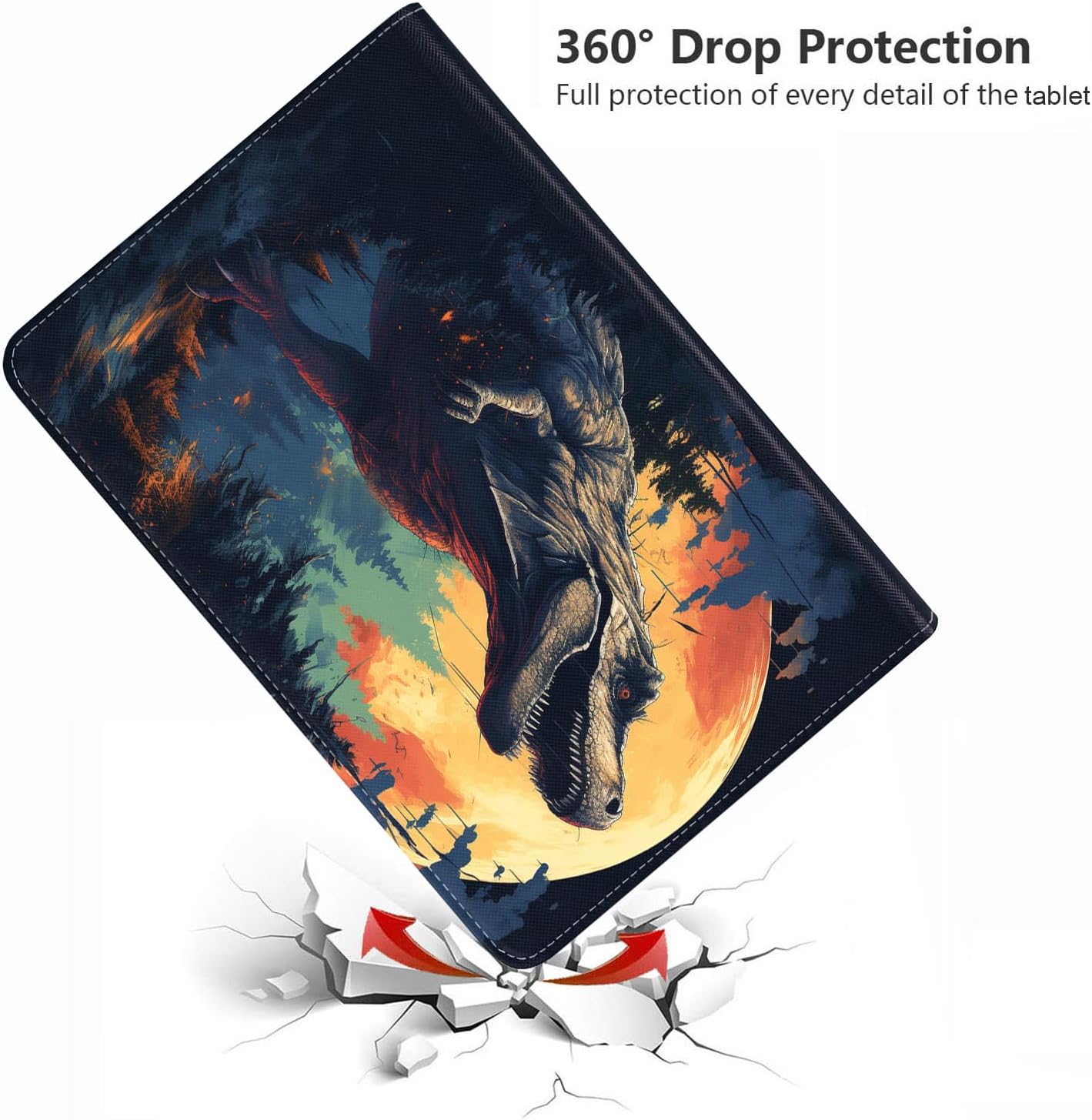 Case for Samsung Galaxy Tab S10 Lite/ S10 FE/ S9 FE 10.9 Inch/ S9 11 Inch, PU Leather Folio Case Smart Cover with Stand & Auto Wake Sleep, Dinosaur image 5