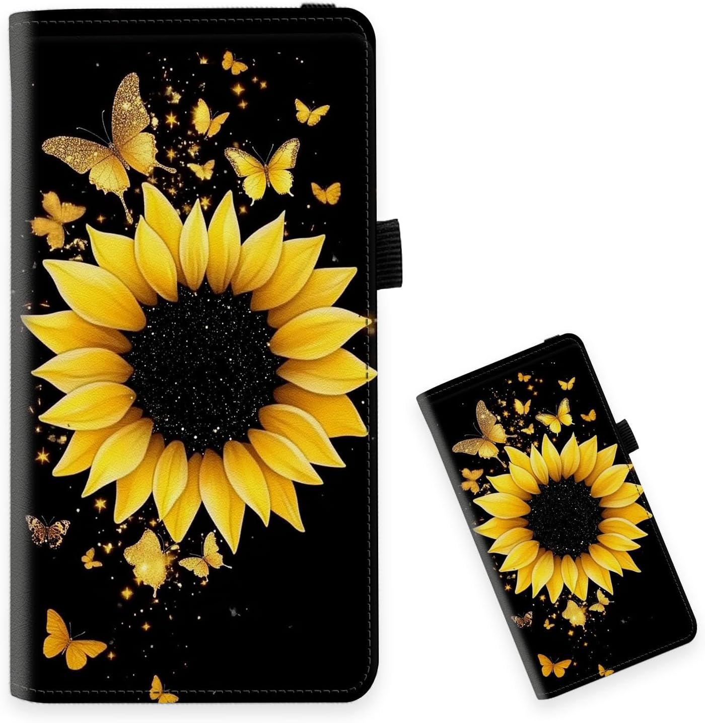 Sunflower Butterflies Checkbook Cover for Women, Slim RFID Blocking Premium Vegan Leather with Non-Bleed Writing Shield for Duplicate Checks, Card Slots Organizer, Elegant Gift