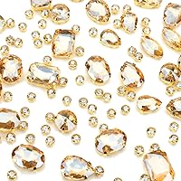 Vista 13 de Diamantes de imitación para coser, Choupee 130 piezas de piedras rojas para coser con base metálica y engaste de garra, formas mixtas, gemas