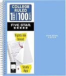 Five Star 1-Subject Spiral Notebook, 8.5" x 11" Paper Size, College Ruled, 200 Pages/100 Sheets, Neat Sheet Perforated Pages, Wirebound, Black Poly Cover, Pack of 1 (72057)