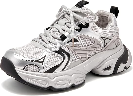 BEAU TODAY Womens Chunky Sneakers Platform Fashion Sneakers for Women Non-Slip Breathable Womens Dad Shoes Comfortable Lace-up Wide Width Tennis Shoes