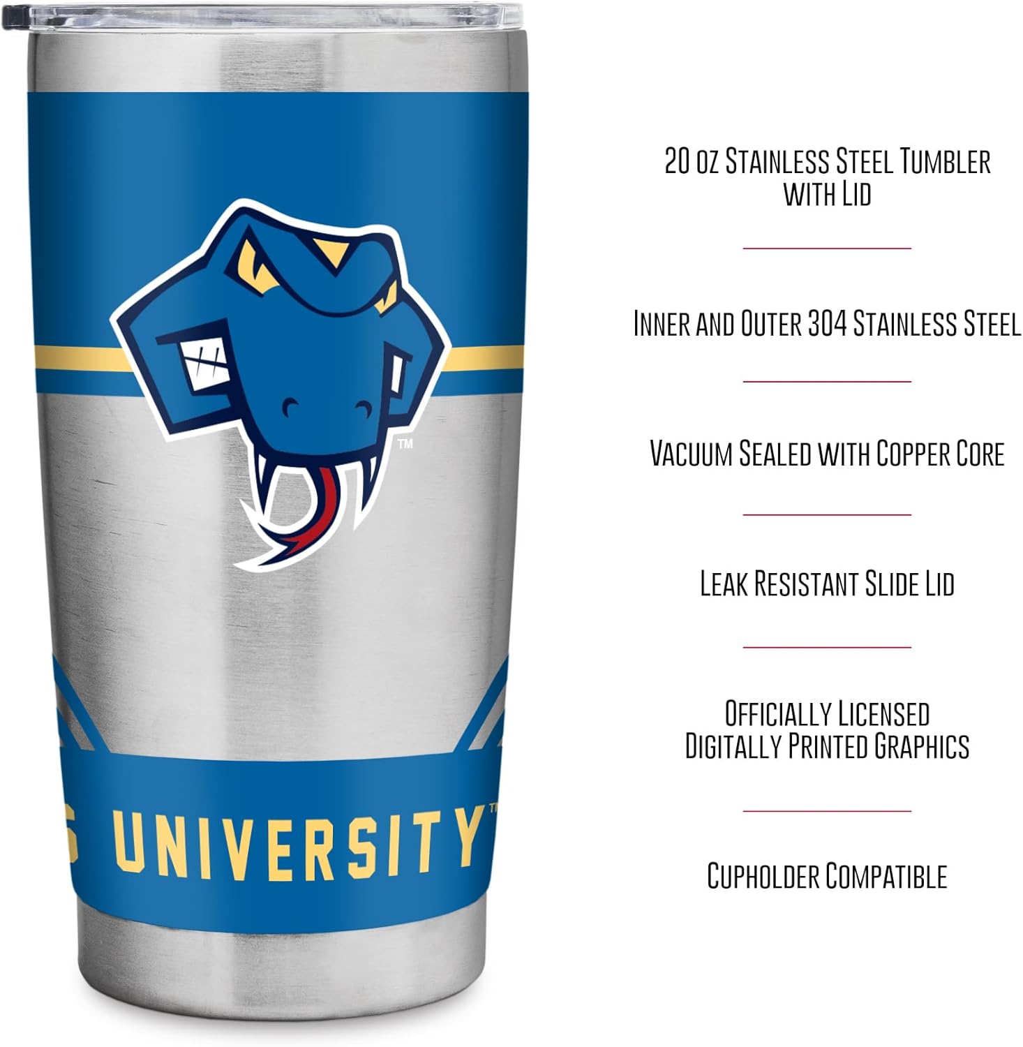 Rico Industries NCAA St Mary's University Rattlers Standard 20oz Stainless Steel Tumbler with Lid - Great For Coffee, Tea, Water or Cocktails - Image 8