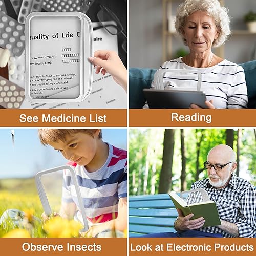 Miniatura 6 de Lupa de página para lectura, lupa ligera de mano, lupa de página de libro completo, lupa de área de visualización grande para leer personas mayores,