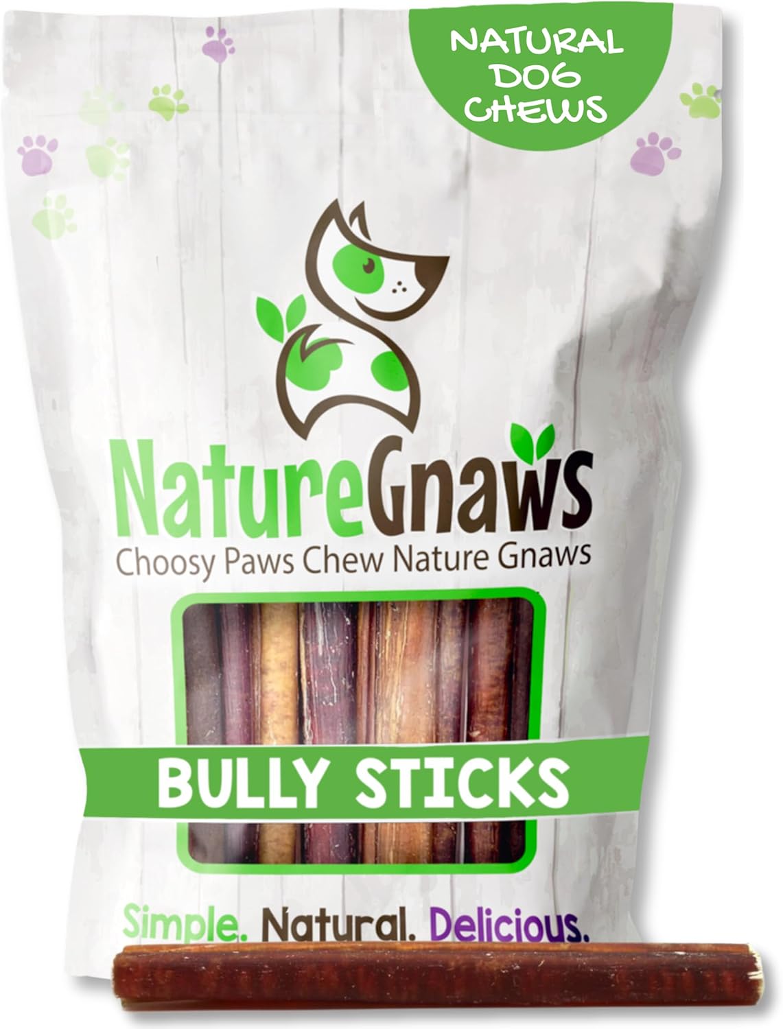 Nature Gnaws Bully Sticks for Dogs 5-6" (1Lb) - Mixed Thickness - Long Lasting for Aggressive Chewers and Large Dogs - Natural Beef Dog Chew Bones