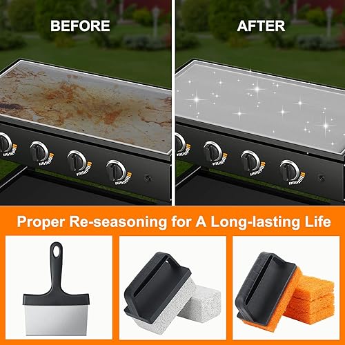 Miniatura 2 de Kit de limpieza de parrilla compatible con Blackstone - Kit de limpieza de parrilla con ladrillo de parrilla, raspador de plancha y cepillo de