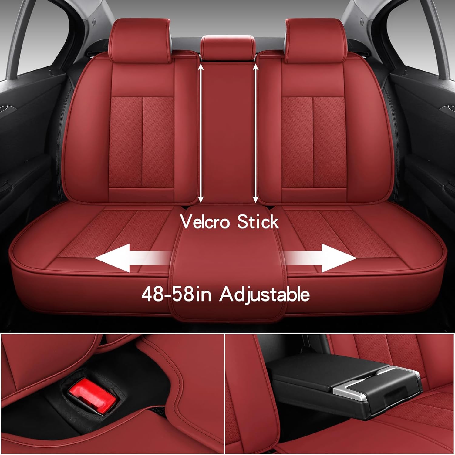 mingbron leather car seat covers,car seat covers full set,automotive seat covers 6 seats,fit for most cars suv and most sedans red red 3 5 seat covers (front & rear)