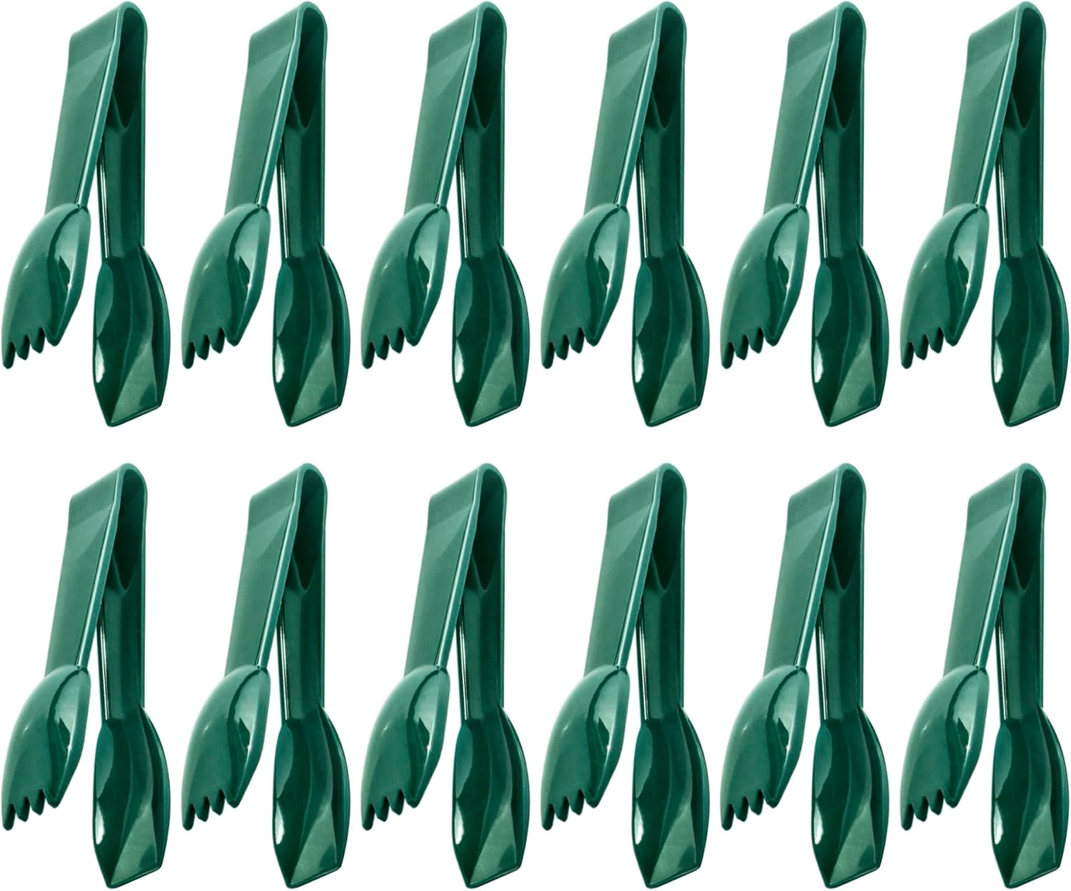 New Star Foodservice 35599 Utility Tong, High Heat Plastic, Straight Edge, 6 Inch, Set of 12, Green