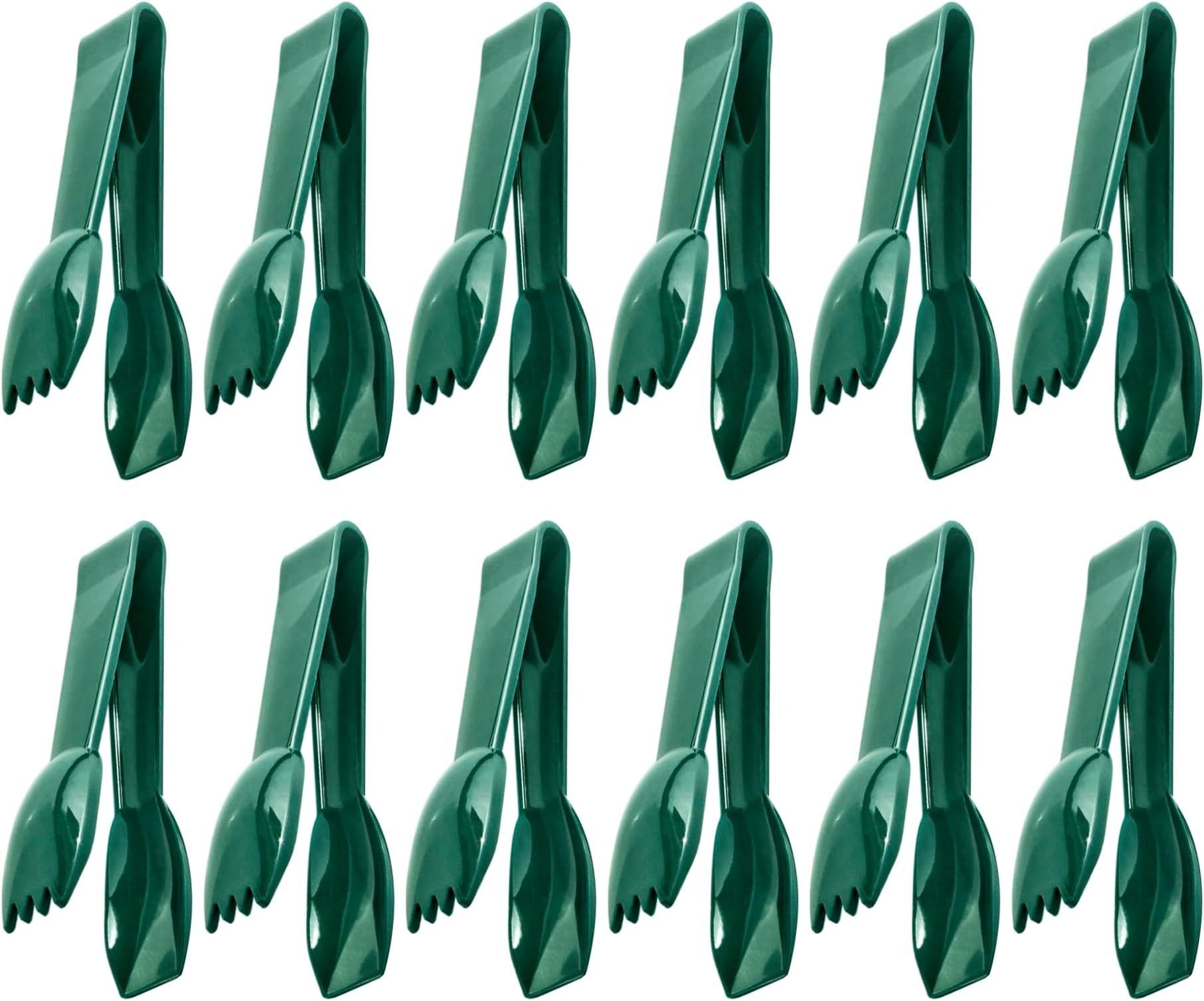 New Star Foodservice 35599 Utility Tong, High Heat Plastic, Straight Edge, 6 Inch, Set of 12, Green