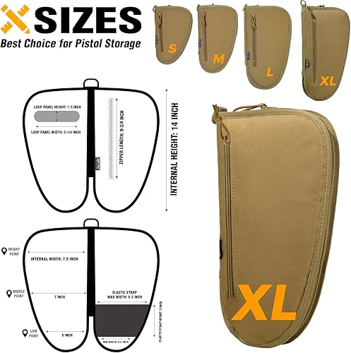 Miniatura 5 de DBTAC - Funda para pistola acolchada individual con cremallera bloqueable, parche extraíble y reflectante para caza al aire libre, longitud