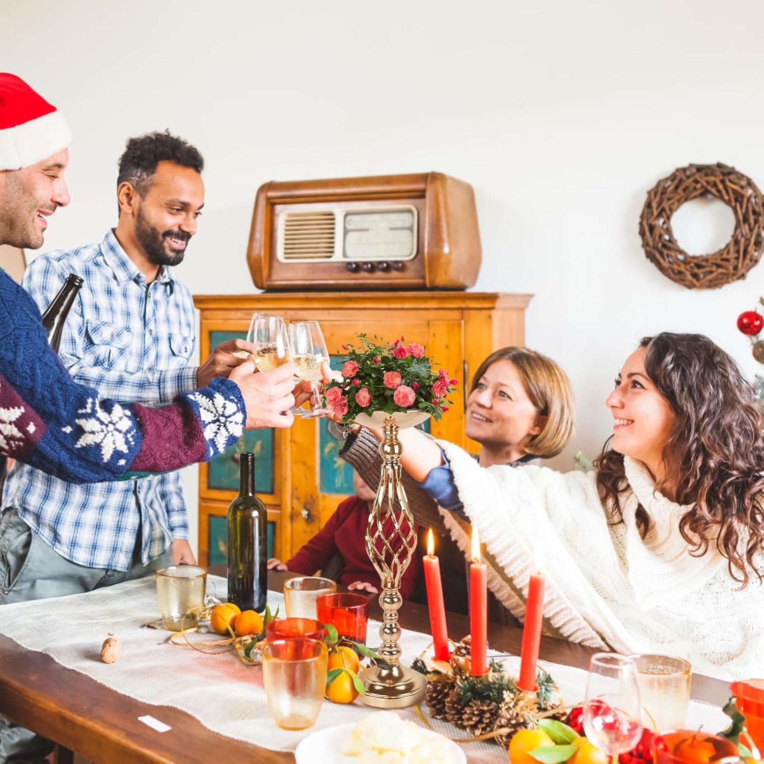 20 Pcs Metal Flower Arrangement Stand, 22.8 Inch Tall Wedding Flower Centerpieces Stand Gold Elegant Metal Flower Vase Candelabra Candle Holder for Wedding Table Decor Birthday Home Decor