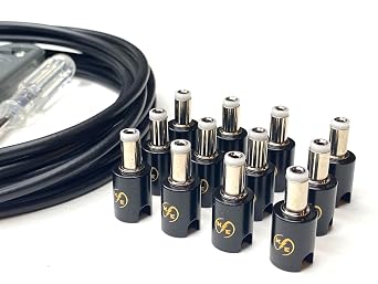 Solderless Standard DC Barrel DIY Kit, 6 Custom Length Cables for Guitar Effects Pedals Black Cable Kit