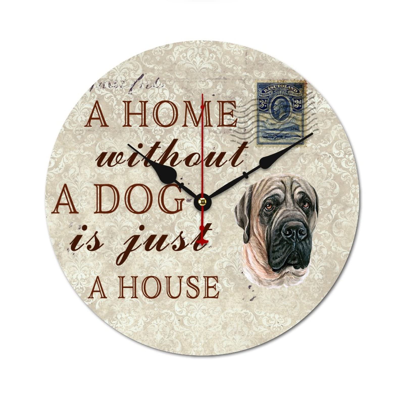 Horloge murale silencieuse sans tic-tac déco chien pour chambre salon