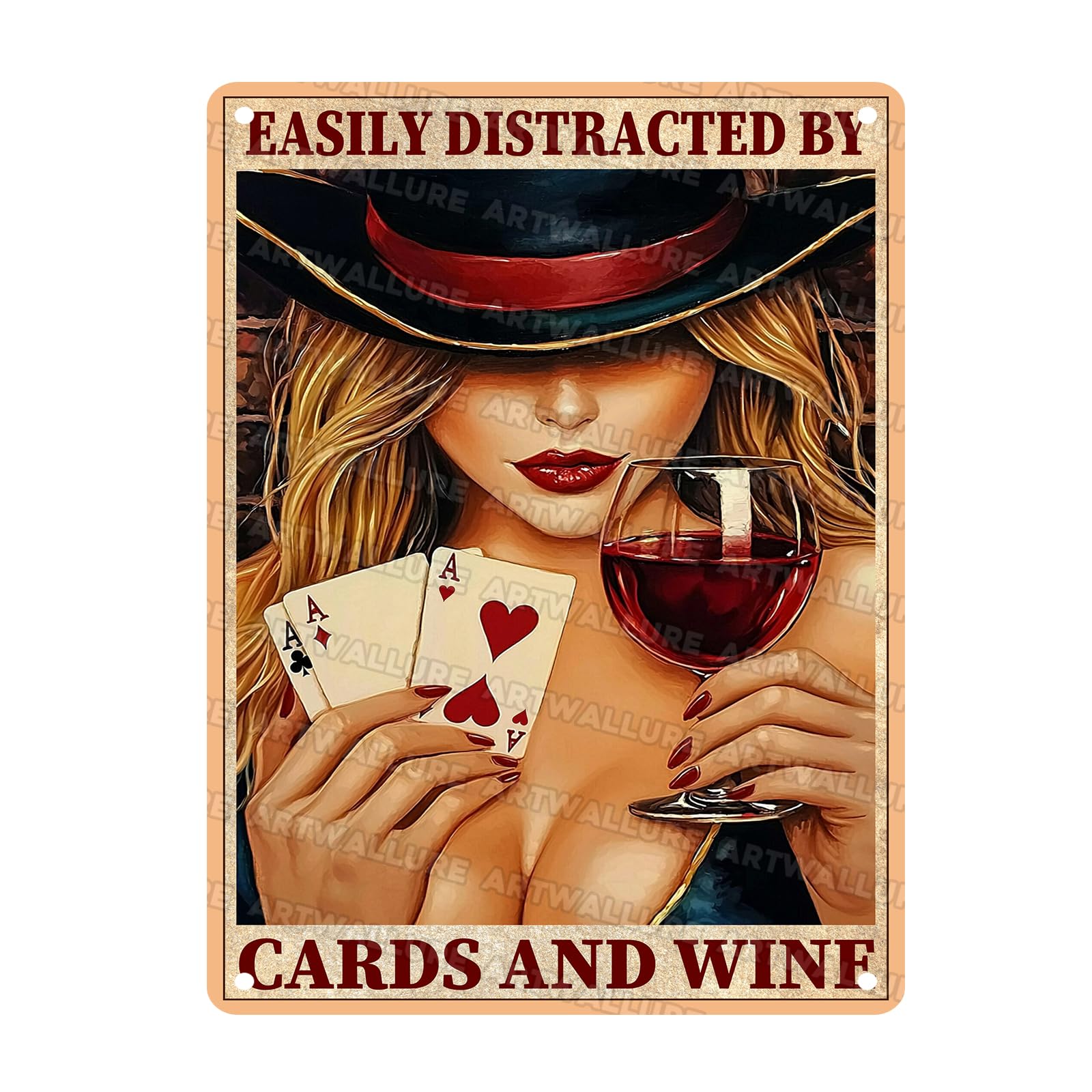 Wine Lover Metal Tin Sign Wall Decor Vintage Rustic Poker Theme Art Bar Cafe Home Dcor 12x16Inch