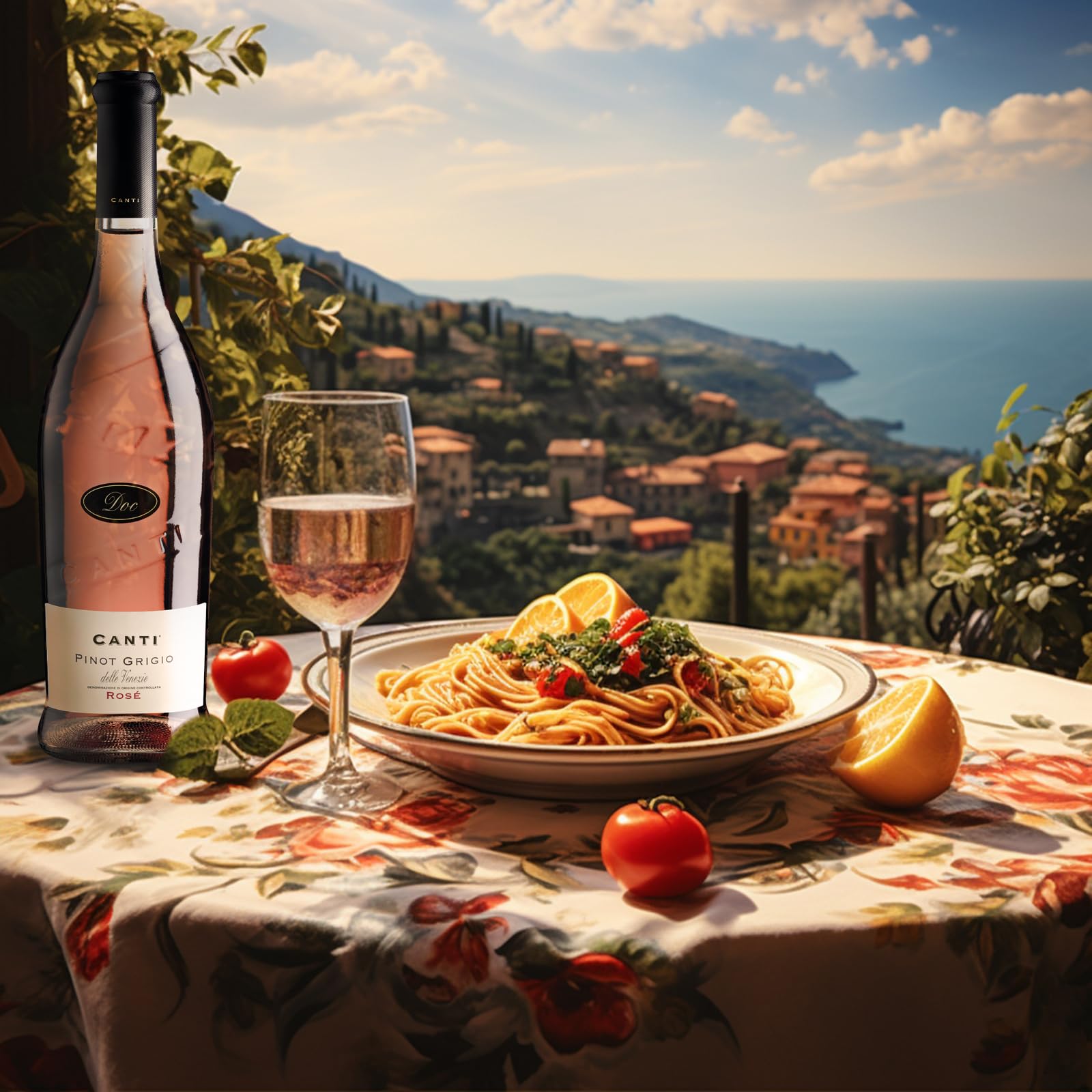 Canti - Pinot Grigio delle Venezie D.O.C., Vino Rosado Seco Italiano, Sabor Afrutado del Melocotón, 6x750 ml