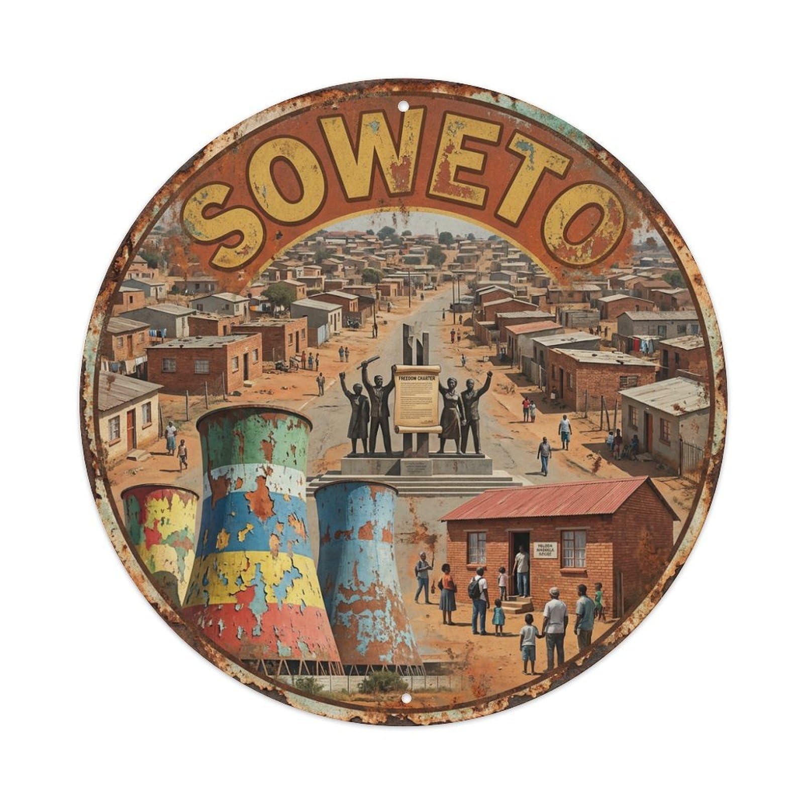 South Africa Vintage Travel Soweto Metal Tin Sign