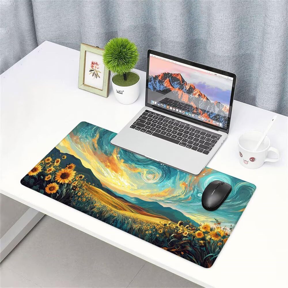 Alfombrilla de Mouse para Juegos, Blu, XXL, Antideslizante, Impermeable, Diseño de Cielo stellato, Extendido, Grande, 1400x600x3mm, para PC, Laptop, Ufficio, Famiglia d-857