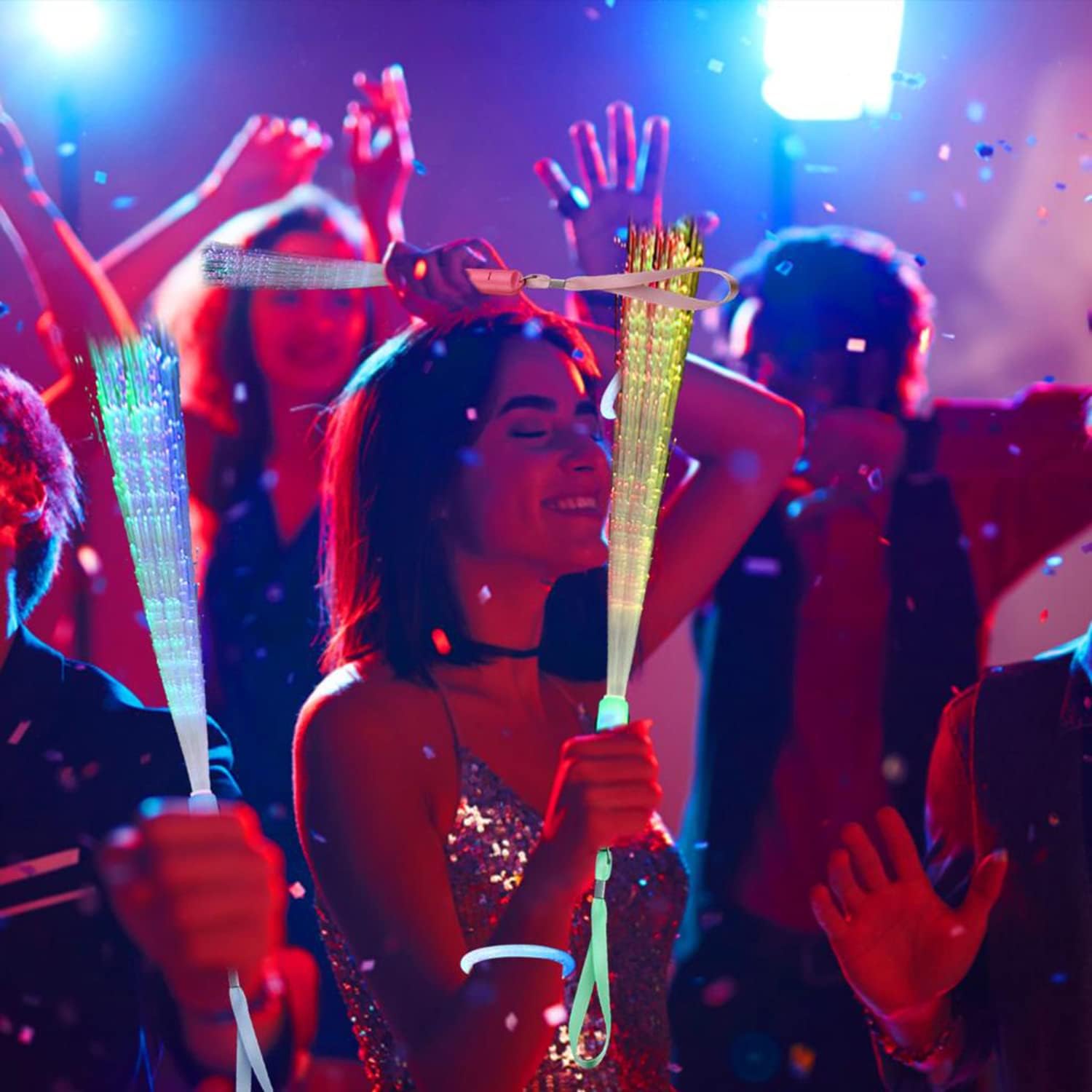 12pcs Glow Fiber Wands Sticks, LED Light Wands Fiber Optic Wands LED Flashing Sticks Glow Flashing Wands Fiber Optic Wands for Party Favor. (Assorted Colors