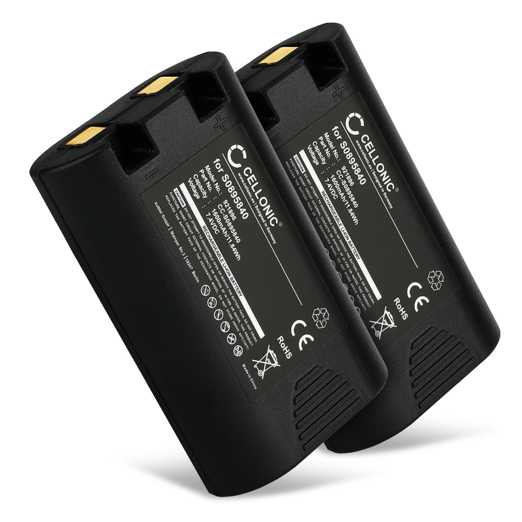 CELLONIC 2x Battery for Printer Compatible with Dymo Rhino 4200, LabelManager 420P, Rhino 5200, S0895840 - (1600mAh, 7.4V)