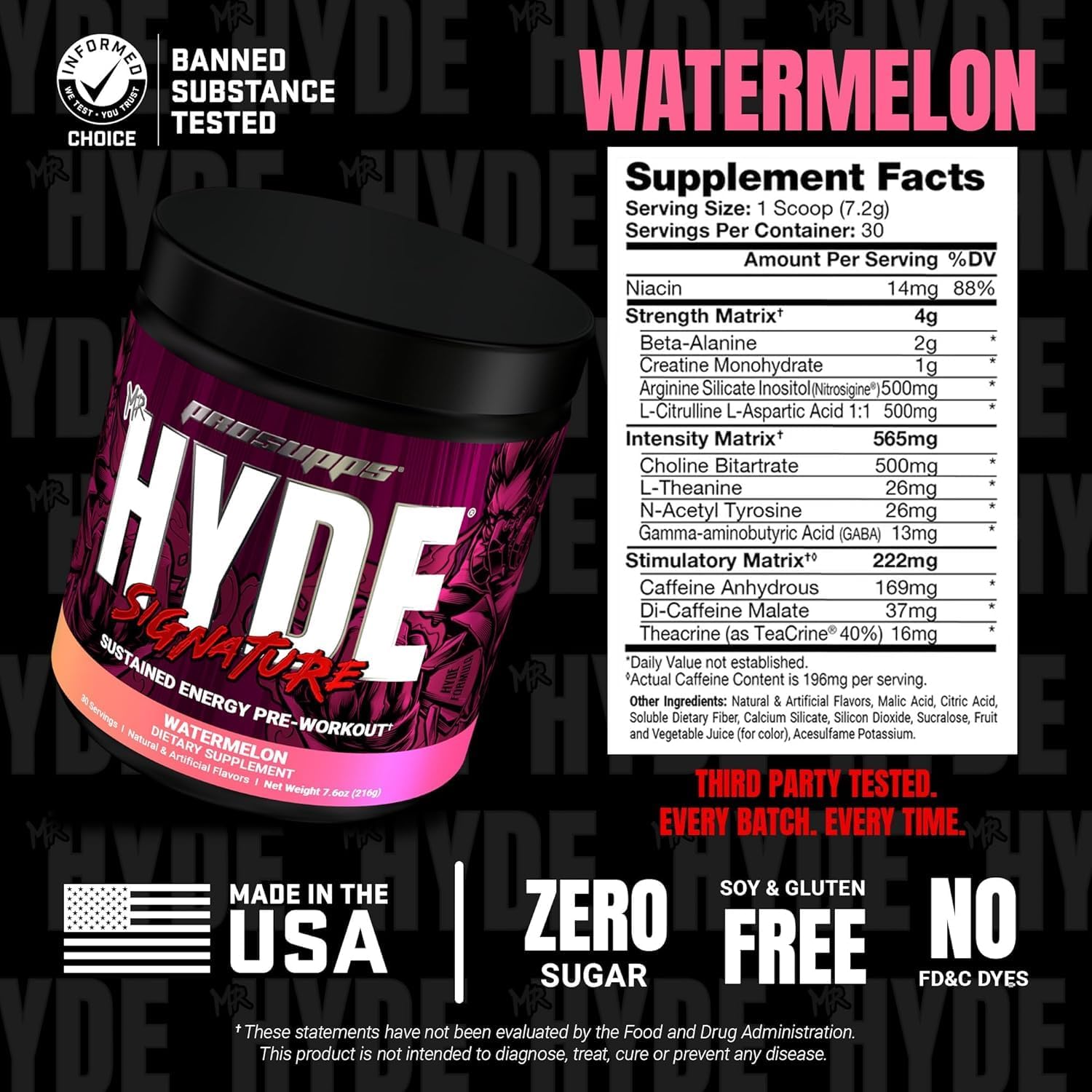 PROSUPPS Mr. Hyde Signature Pre Workout Powder with Creatine, Beta Alanine & Caffeine - Performance, Energy & Endurance - Clean Fitness & Gym Supplements for Men & Women (Watermelon, 30 Servings) Watermelon 30 Servings (Pack of 1) image 5 of 6 B09TWQLY6J