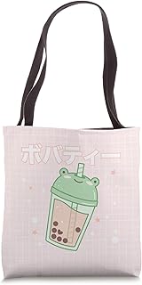 Kawaii Aesthetic Cute Boba Bubble Milk Tea Pink Tote Bag