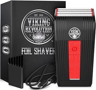 Viking Revolution Mens Foil Shavers for Men - Close Shave Electric Shavers for Men Face Foil Razor - Cordless Electric Razors for Mens Face Shaver for Men - Foil Shaver Barber Travel Shaver (Red)